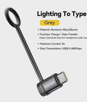 Essager Lighting naar USB-C OTG Adapter - 3A Snelladen & Data voor iPhone/Type-C
