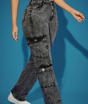 Dames Jeans met Meerdere Zakken - Zwart/Grijs - Stretch Denim - Maten XS-XXL