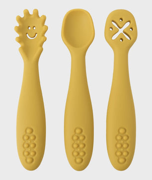 3-delige Siliconen Baby Bestek Set: Lepel & Vork voor Peuters