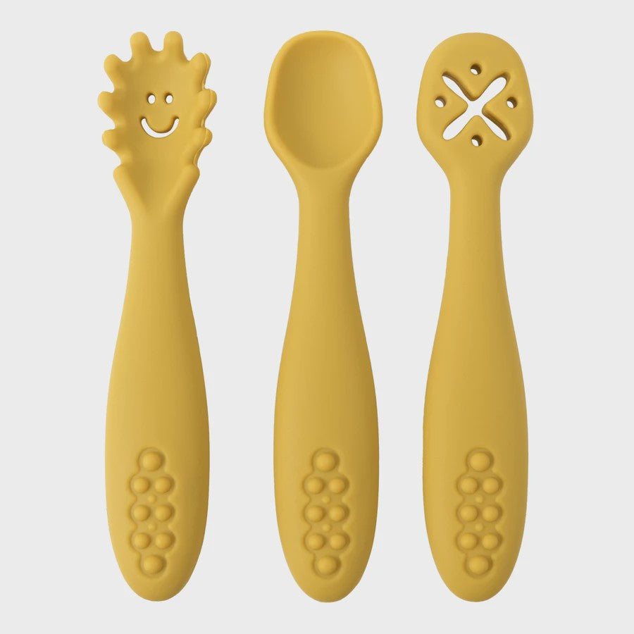 3-delige Siliconen Baby Bestek Set: Lepel & Vork voor Peuters