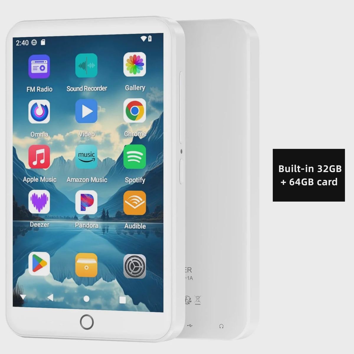 Android MP3/MP4 Speler 32GB/96GB met Bluetooth, WiFi & 4" Touchscreen