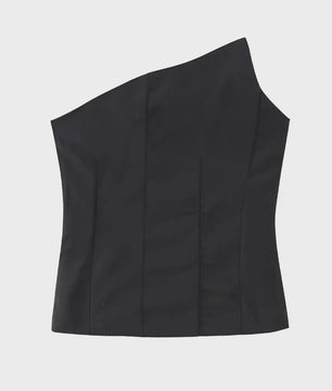 Asymmetrische Dames Bustier Top - Sexy Backless Design met Ritssluiting aan de Zijkant