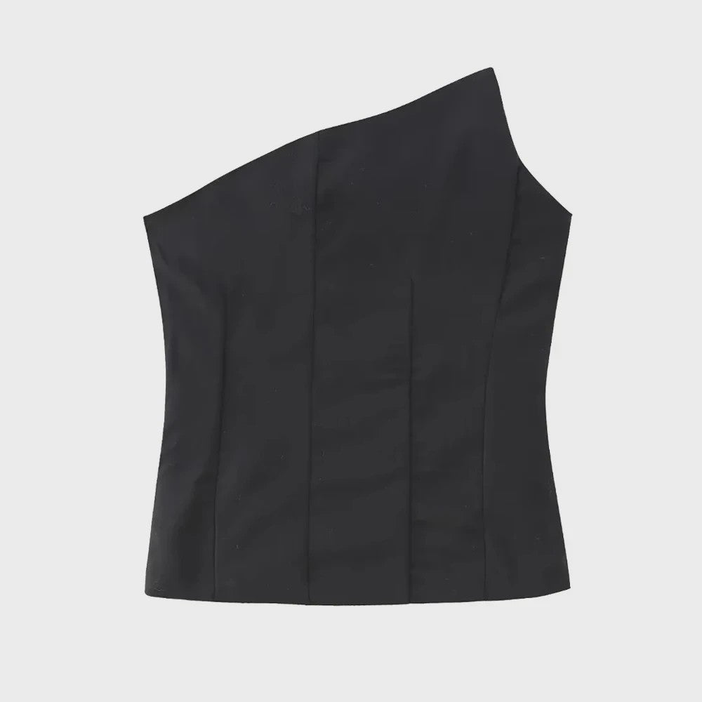 Asymmetrische Dames Bustier Top - Sexy Backless Design met Ritssluiting aan de Zijkant