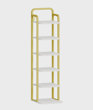 Stijlvolle 6-Laags Schoenenrek Toren - Verstelbaar & Ruimtebesparend - Wit Goud