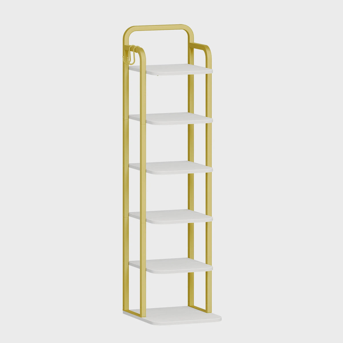 Stijlvolle 6-Laags Schoenenrek Toren - Verstelbaar & Ruimtebesparend - Wit Goud
