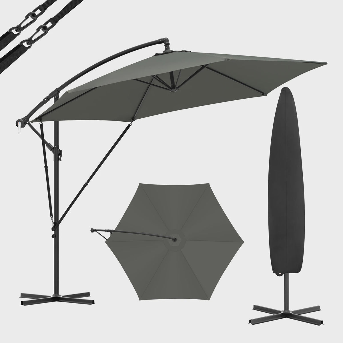 WOLTU Cantilever Parasol - Waterdicht, UV-beschermend met slinger en hoes voor tuin en terras