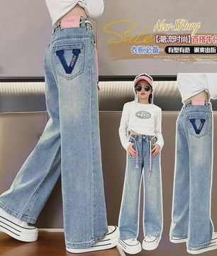 Stoere Wijde Jeans voor Meisjes - Comfortabele Streetwear Kinderbroek