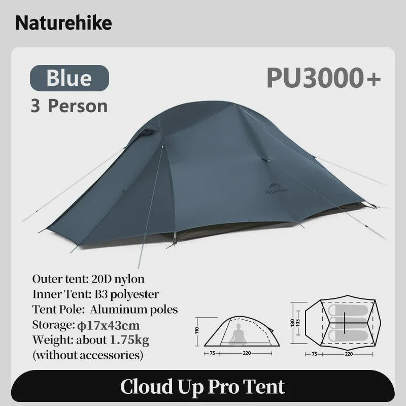 Naturehike Cloud Up PRO 3-Persoons Tent - Ultralicht & Waterdicht voor Outdoor Avonturen