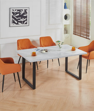 Stijlvolle Fauteuil met Armleuningen - Fluweel of Kunstleer, Zwarte Metalen Poten - Modern Design