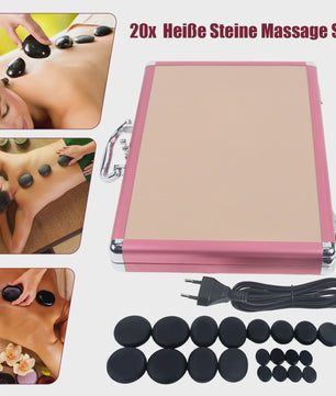 Set van 20 Basalt Hot Stones met Draagbare Verwarmingsbox - Complete Massage Starter Set