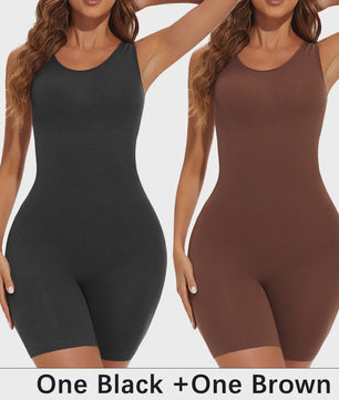 Naadloze Body Shaper Bodysuit met Brede Bandjes - Volledige Compressie & Dij Slimming