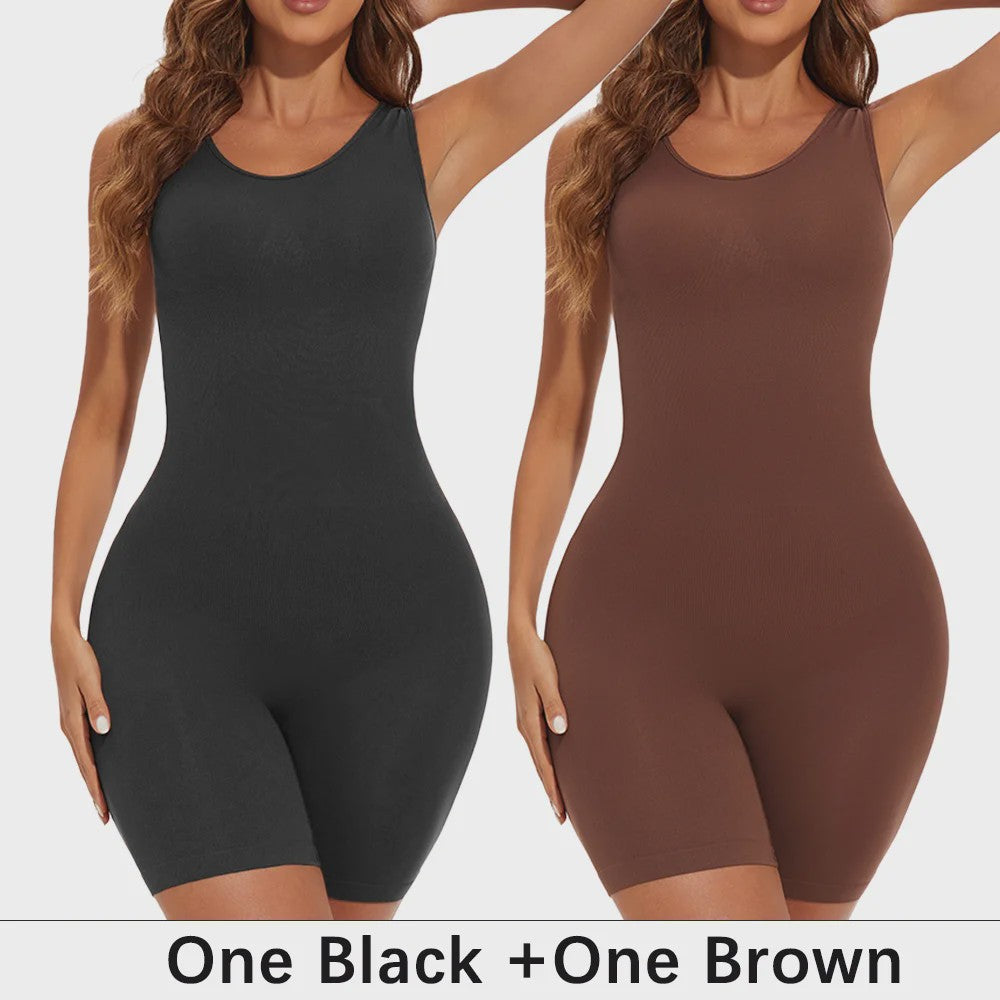 Naadloze Body Shaper Bodysuit met Brede Bandjes - Volledige Compressie & Dij Slimming