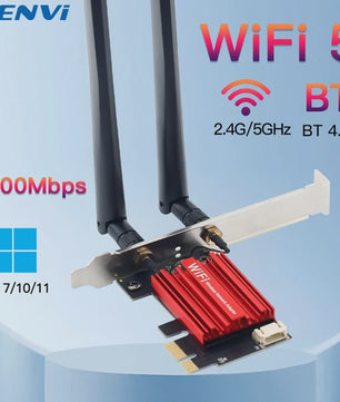 FENVI AC1200 WiFi 5 PCI-E Netwerkkaart met Bluetooth 4.0 - Dual Band 2.4GHz/5GHz voor Desktop (Win 7/8/10/11)