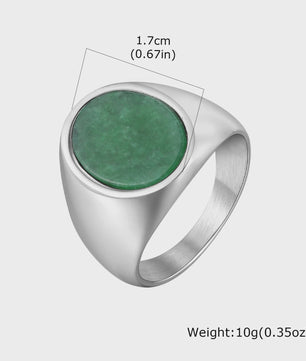 Stijlvolle Heren Ring van Natuursteen (Turquoise/Groen) - Roestvrij Staal Zegelring