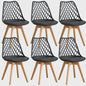 Moderne Eetkamerstoelen Set (4/6 stuks) - Mesh Rug, Houten Poten & Gestoffeerde Zitting