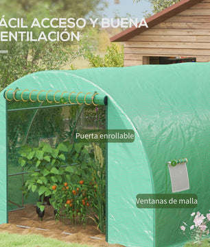Outsunny Grote Tuinkas met Geïntegreerd Irrigatiesysteem - 6x3x2m - Groen