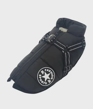 Grote Hond Winterjas met Geïntegreerd Harnas - Waterdicht & Warm