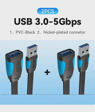 Vention USB 3.0 Verlengsnoer - Snelle Dataoverdracht voor PC, TV, Console & Meer