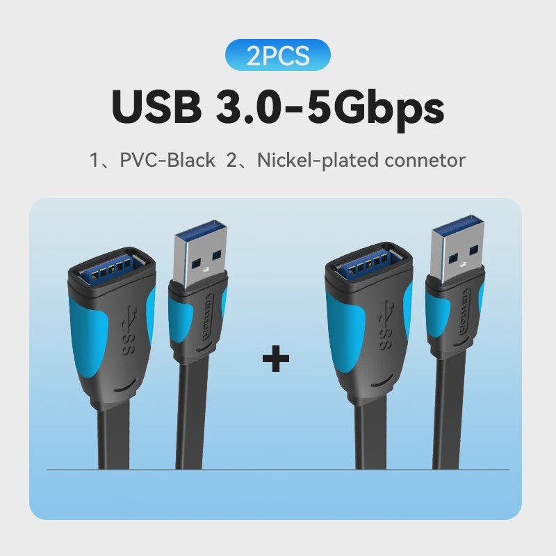 Vention USB 3.0 Verlengsnoer - Snelle Dataoverdracht voor PC, TV, Console & Meer