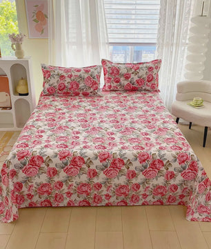 Rood Bloemenprint Top Sheet - Diverse Maten - 150x200 cm
