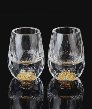 Luxe Kristallen Wijnglazen met Goudfolie - 15ML - Set van 1, 2 of 6 stuks