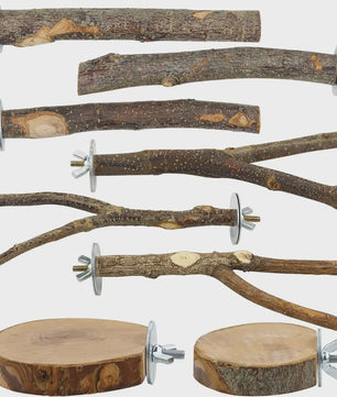 Natuurlijke Houten Papegaai Zitstok Set - Kauwbaar & Pootverzorgend Speelgoed
