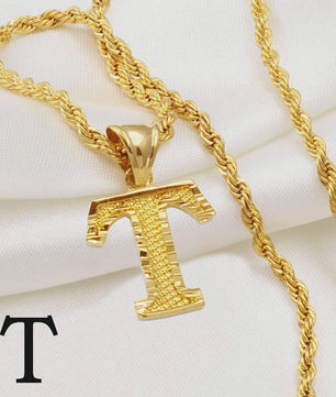 Gouden Initiaal Ketting met Touwketting - Kies Uw Letter (A-Z)