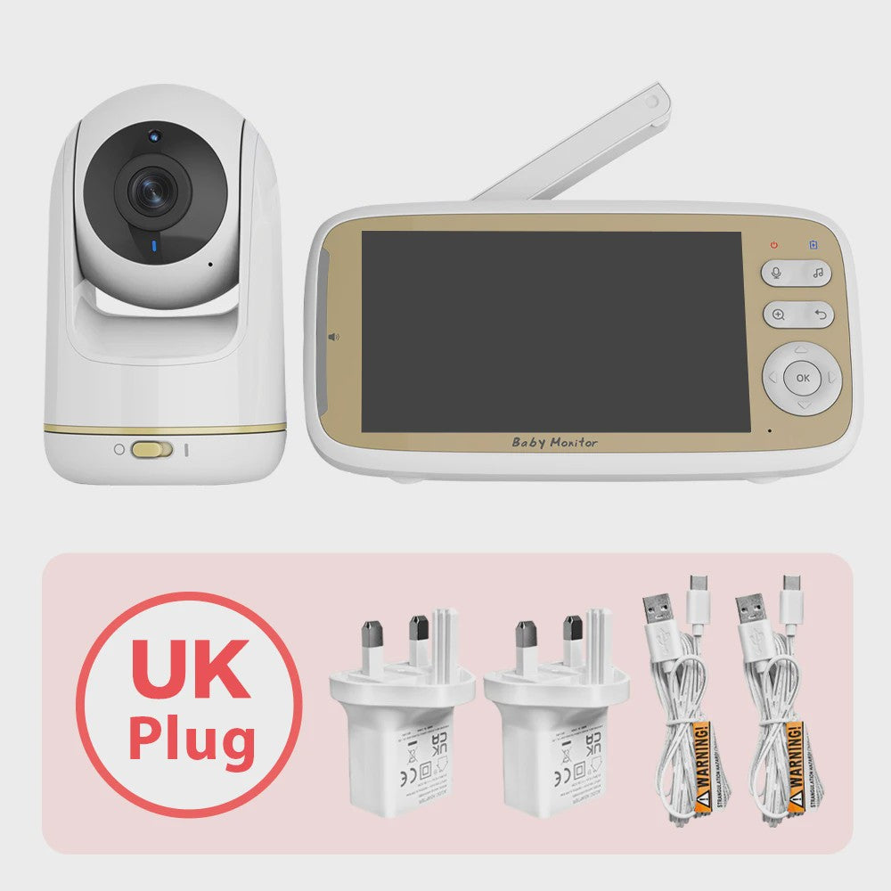 Draadloze Babyfoon met 5" LCD Scherm, App & 3x Zoom - Pan/Tilt & Tweeweg Audio