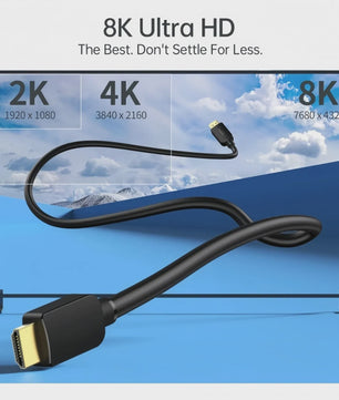 HDMI 2.1 Kabel 1M - 8K 60Hz, 4K 240Hz, 48Gbps, HDR, eARC - Gevlochten Nylon