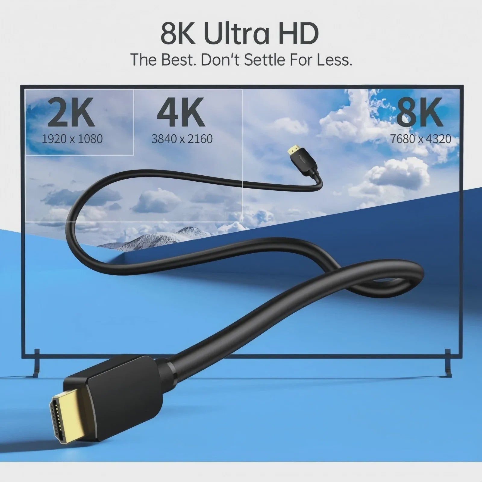 HDMI 2.1 Kabel 1M - 8K 60Hz, 4K 240Hz, 48Gbps, HDR, eARC - Gevlochten Nylon