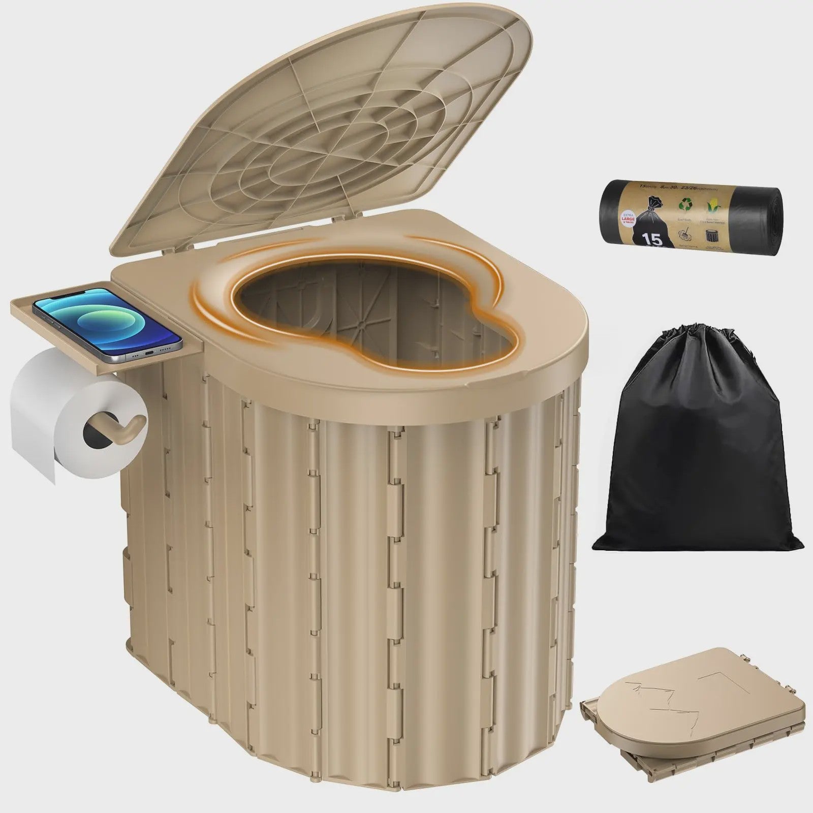 Draagbaar Camping Toilet - Opvouwbaar en Compact voor Auto, Camper, Boot & Buiten