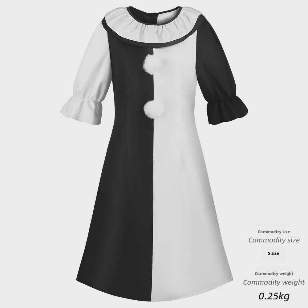 Eng Terrifier Clown Kostuum Heren Dames - Zwart Wit Jumpsuit & Jurk voor Halloween
