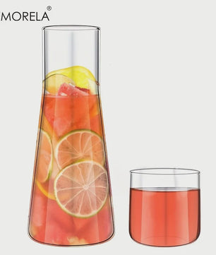 Glazen Nachtkaraf Set met Tumbler - 900ml Borosilicaatglas voor Water, Sap & Thee