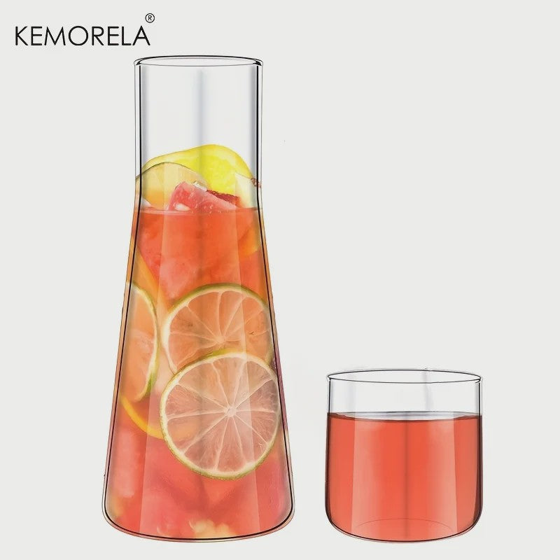Glazen Nachtkaraf Set met Tumbler - 900ml Borosilicaatglas voor Water, Sap & Thee