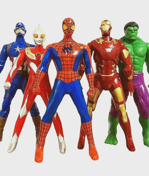 5-delige Actiehelden Figuren Set - Spiderman, Iron Man, Hulk, Captain America & Ultraman