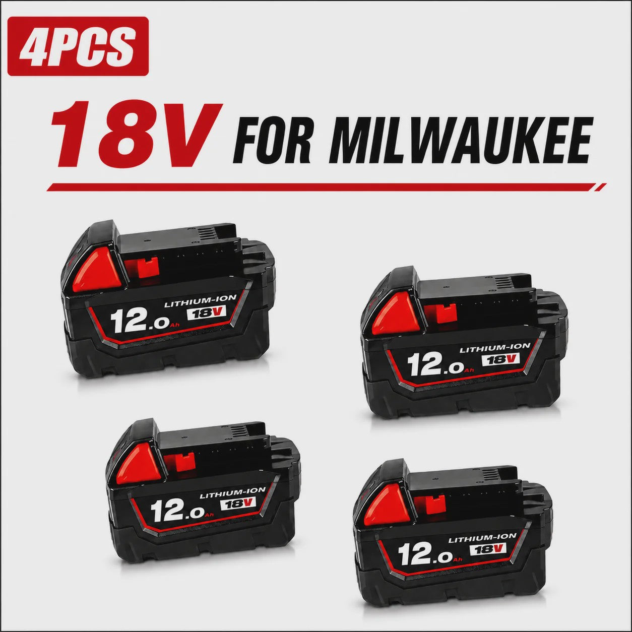 18V Lithium-Ion Accu voor Milwaukee M18 - Hoge Capaciteit 12.0Ah