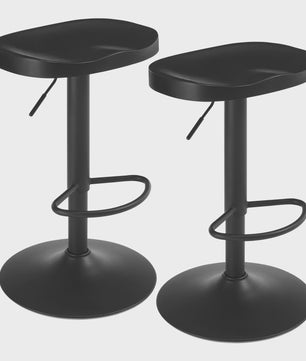 Set van 2 Verstelbare Houten Barkrukken met Zadelzitting en Voetensteun