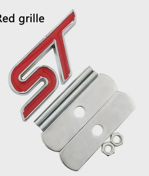 ST Grille Badge Embleem Sticker - Rood/Blauw Chroom - Voor Ford Fiesta, Focus, Mondeo