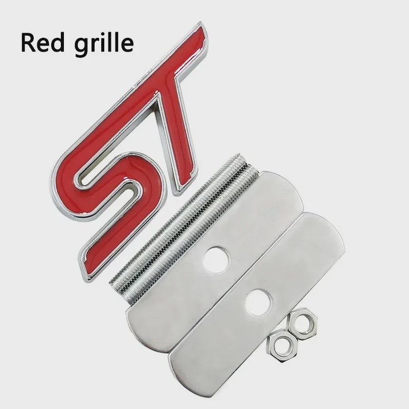 ST Grille Badge Embleem Sticker - Rood/Blauw Chroom - Voor Ford Fiesta, Focus, Mondeo