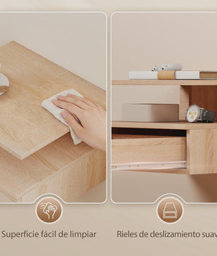 Set van 2 Zwevende Nachtkastjes met Lade - Wandmontage, Modern Design, Eikenlook