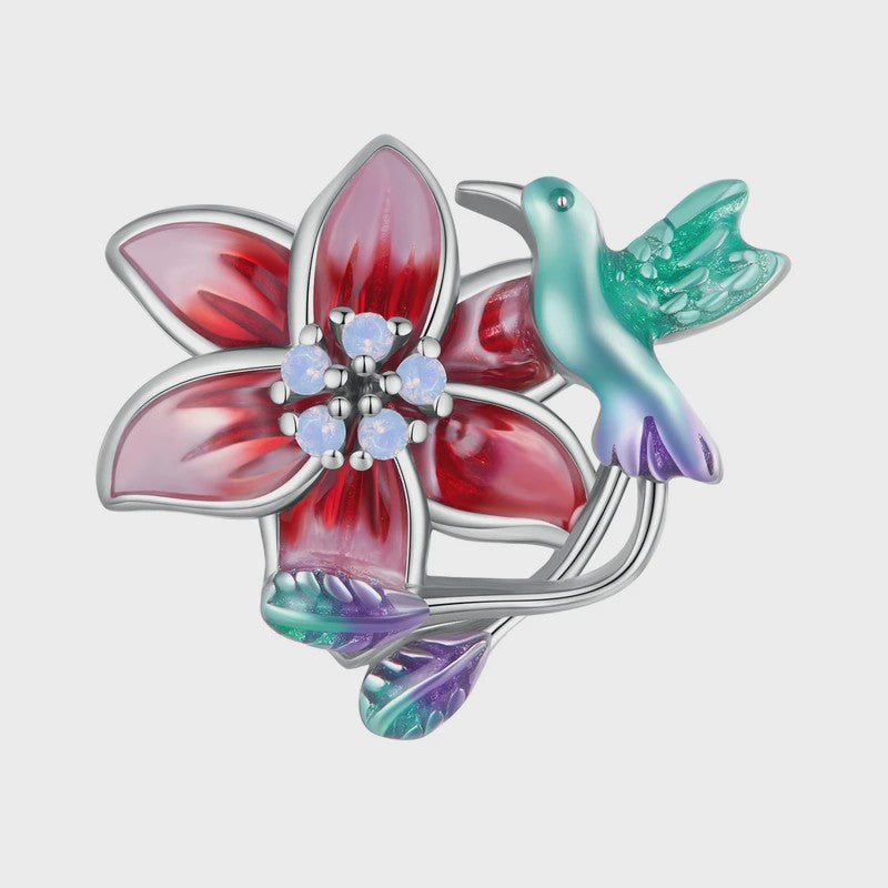 WOSTU 925 Sterling Zilver Papegaai Bedel met Roze Emaille & Kristallen - DIY Sieraden