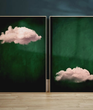 Abstracte Blauwe Wolken Poster - Minimalistische Canvas Muurkunst voor Moderne Woonkamer