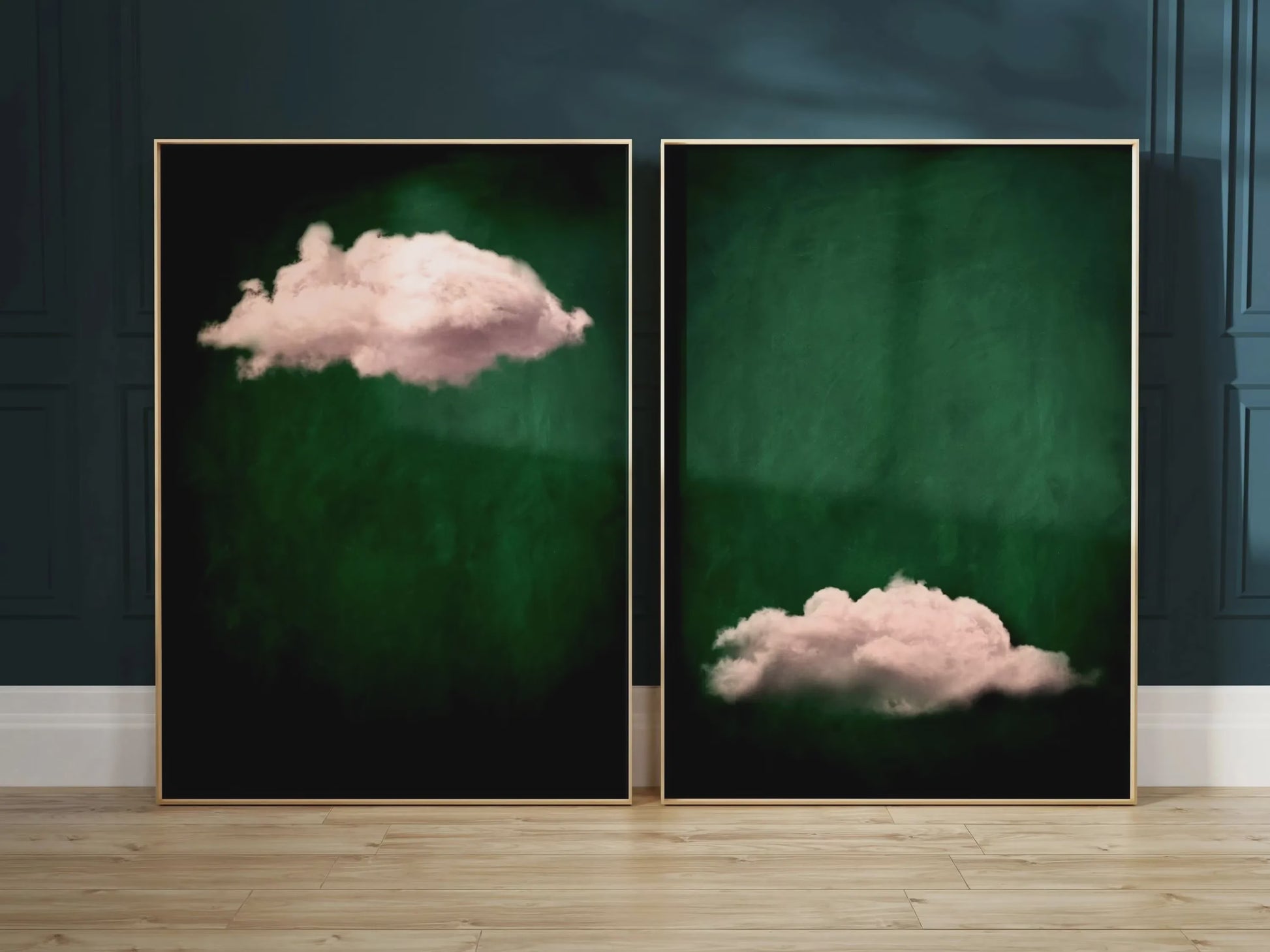 Abstracte Blauwe Wolken Poster - Minimalistische Canvas Muurkunst voor Moderne Woonkamer