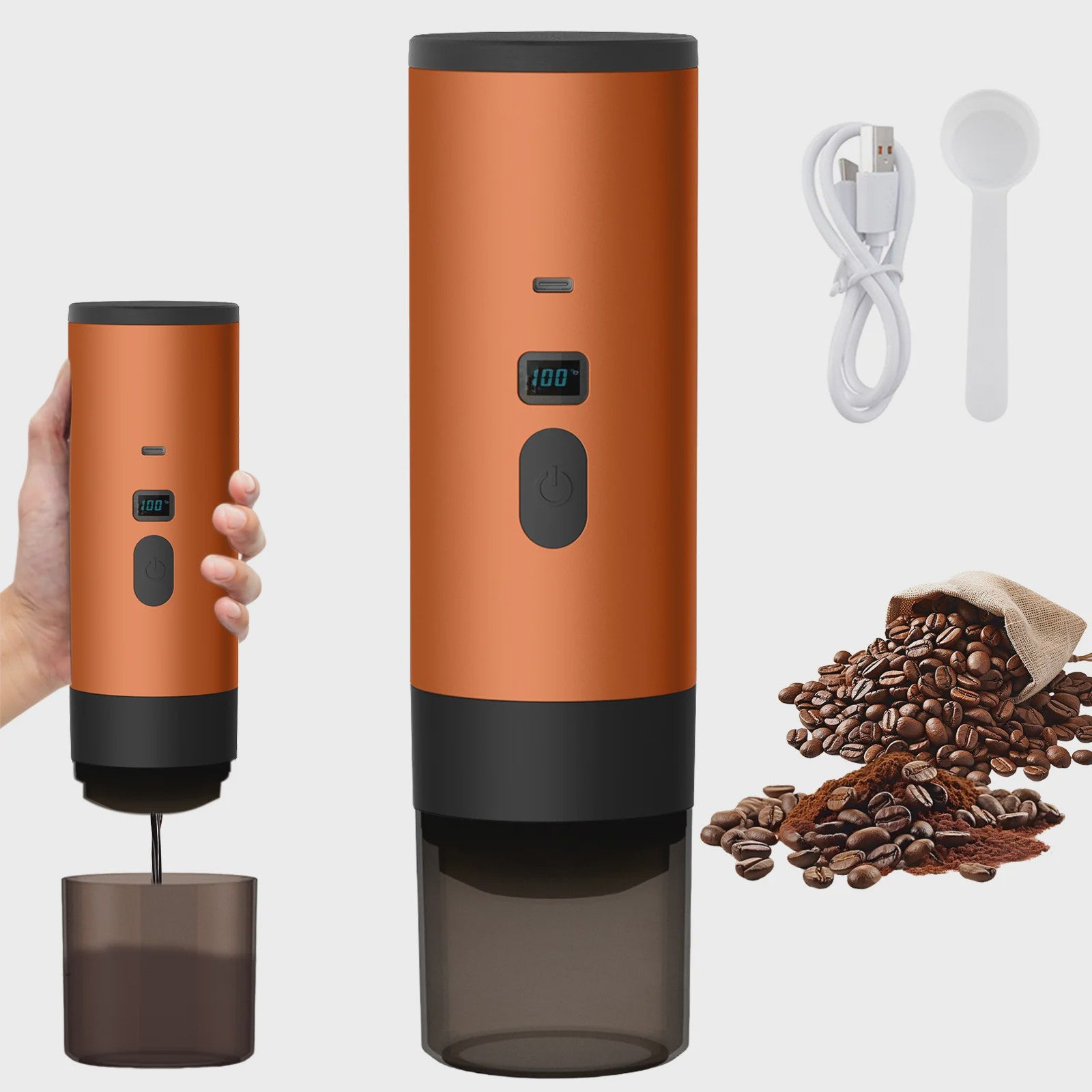 Draagbare Elektrische Koffiemachine - Espresso, Capsules, Verwarmend, Draadloos - Ideaal voor Reizen & Auto