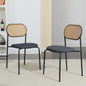 Set van 2 Eetkamerstoelen met Rotan Rugleuning - Vintage Design - Zwart/Houtkleur