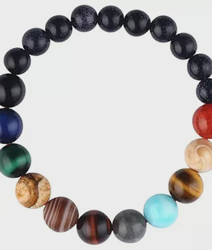 Unieke Natuursteen Armband: Acht Planeten & Galaxy Design - Yoga & Chakra Sieraden