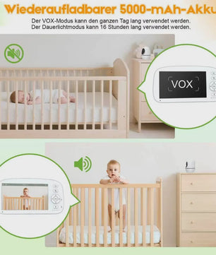 Babyfoon met 720P Camera, 5-Inch HD Scherm, Zoom, Nachtzicht en Temperatuursensor