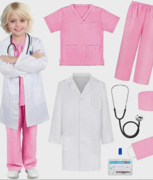 Kinders Dokter en Verpleegster Kostuum Set - Speelgoed Medische Uniform met Labjas