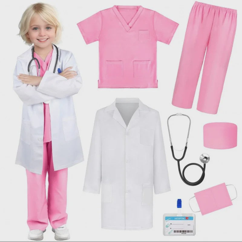 Kinders Dokter en Verpleegster Kostuum Set - Speelgoed Medische Uniform met Labjas