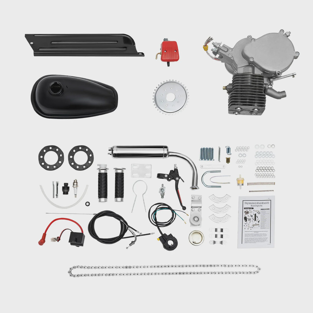 100CC 2-Takt Fietsmotor Kit - Benzine Motor voor Fietsen - Luchtgekoeld